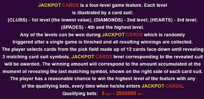 Dice and Roll JACKPOT CARDS