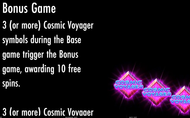 Cosmic Voyager BONUS GAME