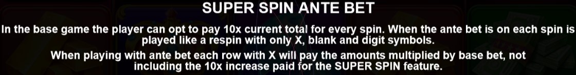 Super X SUPER SPIN ANTE BET