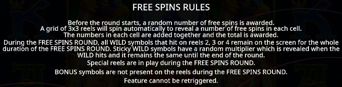 Fortune of Giza FREE SPINS RULES